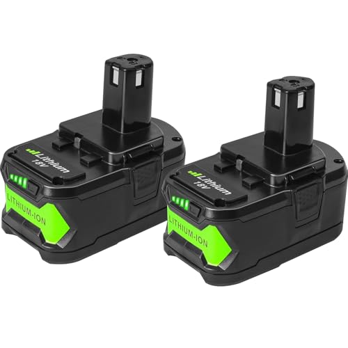 Bebenrama 2 Pack 6.0A Battery Replacement Compatible with Ryobi 18V ONE+ Tools Works with PCL235B PCL430B PCL500B RHV18-0 P262 P102 P103 P104 P105 P107 P108 Lithium Battery Not Made by Ryobi