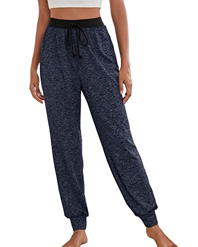 Fessceruna Womens Sports Yoga Joggers Sweatpants Casual Active Workout Lounge Comfy Drawstring Pants Black