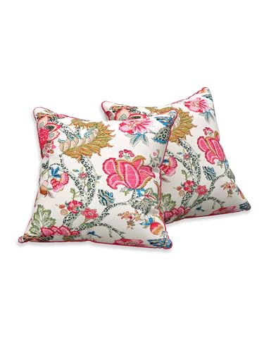Image of Pure Cotton Quilted Cushion Cover 16x16 Inch | Anokhi Print Decorative Throw Pillow Cover | Soft Cotton Sofa Cushion Cover with Hidden Zipper | Living Room Bedroom Home Decor