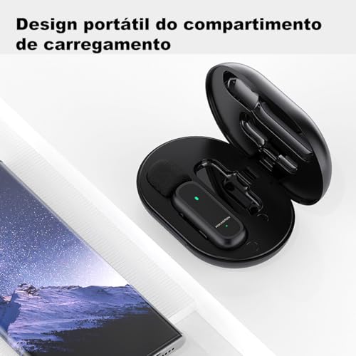 H'MASTON Microfone de Lapela Sem Fio Professional 2 em 1 Microfone com Estojo de Carregamento Reduç