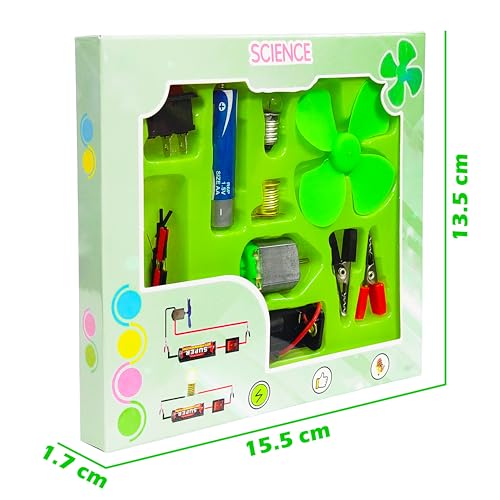 Image of VGRASSP Educational Electric Bulb and Fan Circuit Toy Set for Kids - DIY Science Experiment Kit with Motor Fan, Light Bulb, Switch, Wires and More - Physics Learning Toy Kit - Multicolor