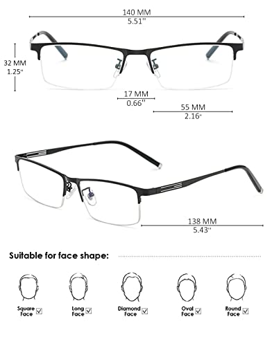 KOOSUFA Photochromic Reading Glasses Sun Readers Eyeglasses Semi Rimless Lightweight UV Protection Sunglasses Eyewear for Men Women 2 in 1 Lenses Darken In Sunlight Black 2.5 - Image 2