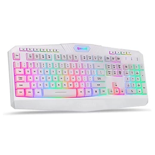 Redragon K503 Gaming Keyboard, RGB LED Backlit, Multimedia Keys, Silent USB Keyboard with Wrist Rest for Windows PC Games (Wireless, White)