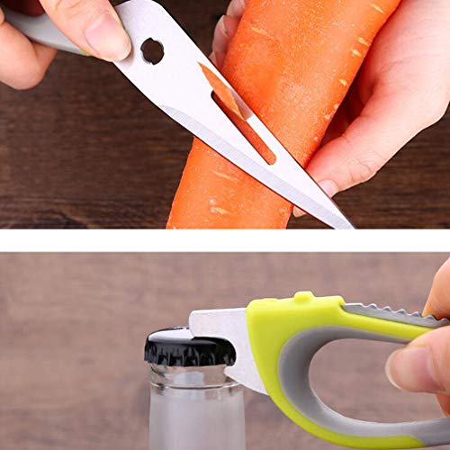 Tesoura de cozinha Hemoton, Tesoura de cozinha multifuncional de aço inoxidável com capa magnética,