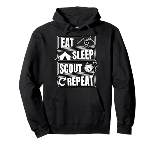 Camper Camping Eat Sleep Scout Repeat Felpa con Cappuccio