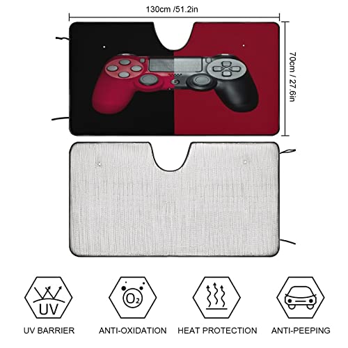 Red Black Gaming Teens Car Sun Shade Windshield Video Game Gamepad Game Controller For Auto Windshield Covers Most Cars 51L X 28W Inch #TOP1