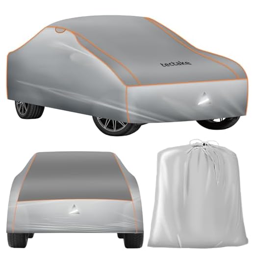 tectake® Bâche de protection pour Voiture Extérieur Bâche imperméable, Respirant, Housse de voiture Anti-grêle, Bandes réfléchissantes, Anti-UV, Anti-poussière, Anti-moisissure pour Petite voiture SUV