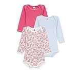 Petit Bateau Lot de bodies manches longues en coton imprimé fleuri bébé