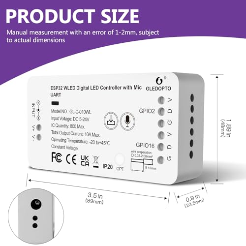 Contrôleur LED WiFi Bluetooth intelligent Wled Esp32 synchro effets pixels