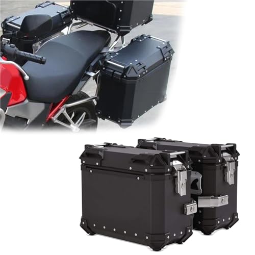 VTAIEX Motorrad-Aufbewahrungsbox Für BMW F850GS F750GS Motorrad-Seitenkoffer, Seitenkoffer, Satteltaschen, Gepäck Mit Schloss, Aufbewahrungskoffer, Werkzeugkasten, Randboxen, Zubehör(Nero,38L)