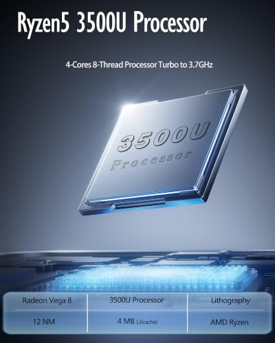 Image of 17 Inch Laptop Computers, with Ryzen5 3500U (3.7GHz), 8GB DDR4 RAM | 256GB SSD, 1080P Display, Type-C, WiFi5, BT, RJ45, Backlit Keyboard, Dual Stereo Speakers