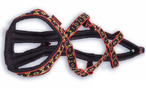 Weight Pulling Sledding Dog Harness X-Back Style for Wide Chested Hound Dogs (Black/Red, Small)