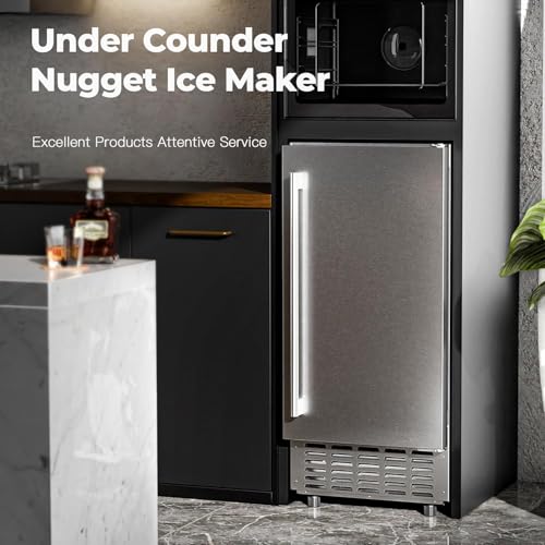 Crzoe JX-30N Under Counter Nugget Ice Maker Machine With Drain Pump, 70Lbs/Day, Built-In Nugget Ice Machine With Pebble Ice, 24H Timer & Self-Cleaning, Double Ice Baskets, Undercounter Ice Machine thumb #1