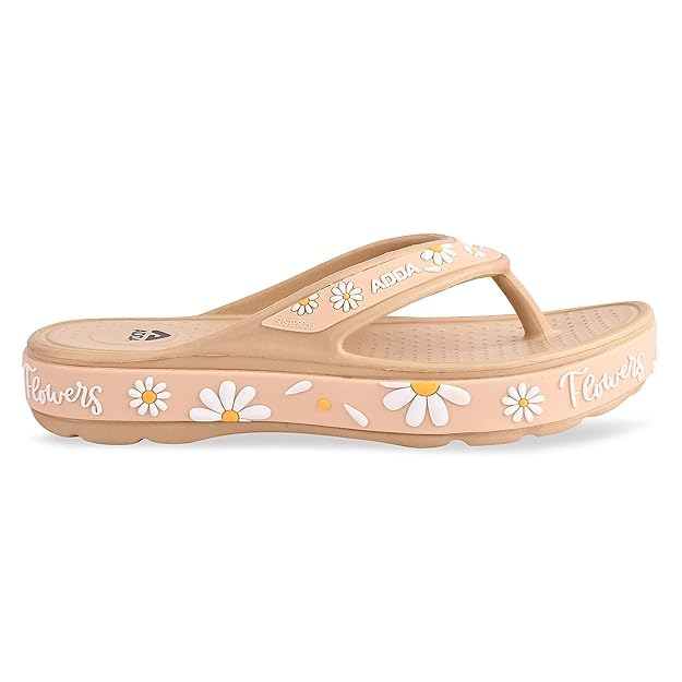 Image of ADDA Slippers for Women || Durable & Comfortable || Anti-skid Sole || Lightweight || Fashionable || Super Soft || Outdoor Slipper (Light-Brown, UK, UK Footwear Size System, Adult, Women, Numeric, Medium, 3)