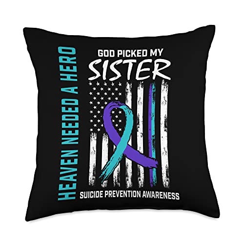 In Remembrance Gifts Sister Suicide Awareness Flag Memorial Throw Pillow