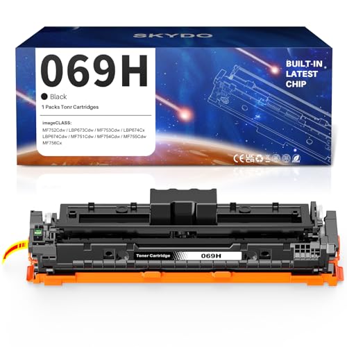 Skydo 069H Negro Tóner, con Chip, Alto Rendimiento, Compatible con Canon Cartridge 069 H BK con i-SENSYS LBP673Cdw LBP674Cdw LBP674Cx MF750C MF751Cdw MF753Cdw MF752Cdw MF756Cx Impresora (069H Negro)