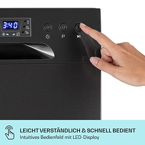 Klarstein Mini-Geschirrspüler für 8 Gedecke, Leiser Geschirrspüler Klein mit 6 Spülprogrammen für Zuhause Büro Camping, Geschirrspüler Mini mit Wasseranschluss, Schwarz