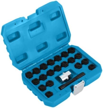 Josbuynls 22PCS Wheel Locking Nut Key Kit Anti-theft Wheel Rim Lug Nut Master Removal Versatile Tool Set Wheel Lock Nut Socket Adapter Set for Aud1