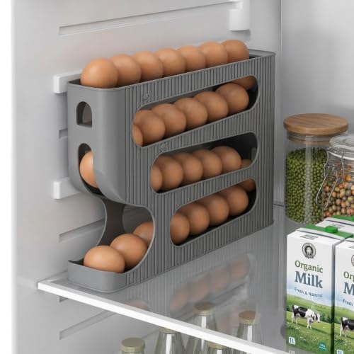 Image of Automatic Egg Rolling Dispenser, 4 Tier, 30 Eggs (GREY-1 NEW) (GREY)