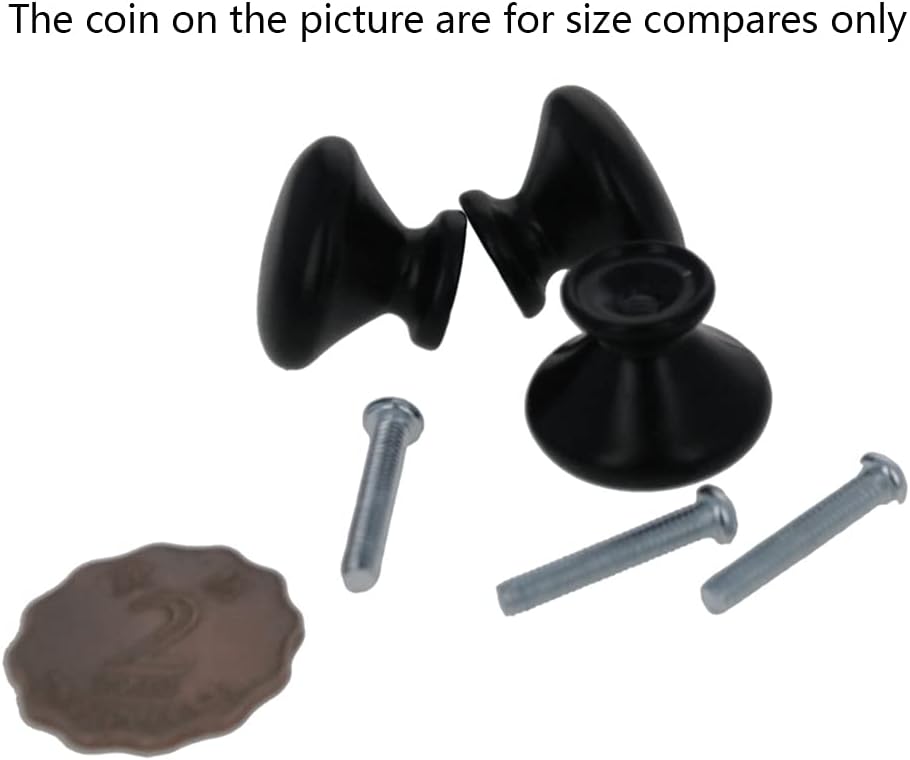Mini Round Head Knobs 1" Small Drawer Pulls Handles for Jewelry Box Gift Case Black 4pcs