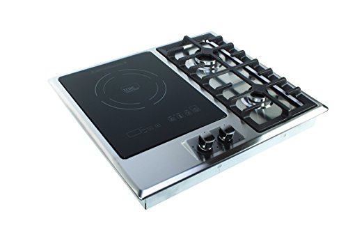 True Induction 23 in. Dual Gas Burner + Single Burner 1750 Watt Induction Cooktop 858UL Cert.