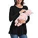 Bearsland Women’s Nursing Top 3pack Long Sleeve Scoop Neck Breastfeeding Shirts Nursing Shirt, Black & Dark Green & Dark Red, XL