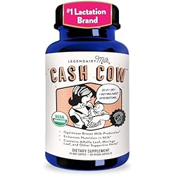 Legendairy Milk Cash Cow Lactation Supplement, Moringa, Alfalfa, and Goat's Rue Breastfeeding Supplement for Milk Supply Increase, Fenugreek-Free, Certified Organic, Vegan, Non-GMO, 60 Capsules