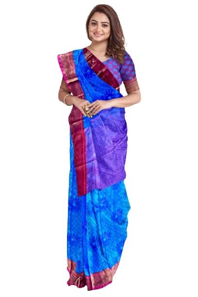 SeekingonMUSKAN CREATION Women's Printed Cotton 5.5 Meter Saree with Unstitched Blouse Piece (Multicolor)