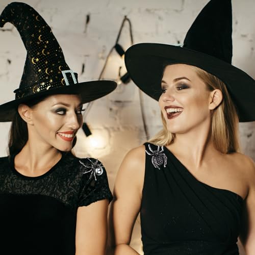 Image of 2 Pcs Spider Brooch Pins Set for Women Men With Faux Pearl Halloween Black Crystal Rhinestone Spider Brooch Pin Unisex Witch Jewelry For Halloween Costume Party Decoration Accessories Gift