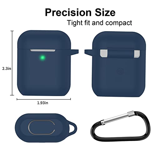 Satlitog Airpods Case Cover With Secure Lock Keychain, Protective Silicone Cover Compatible With Apple Airpods 2Nd & 1St Charging Case - Dark Blue #TOP3