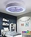 Produktbild WIVION Deckenventilator Moderne LED-Deckenleuchte,Zwei Bluetooth-Musiklautsprechern, dimmbarer einziehbaren Lamellen, Licht und Fernbedienung 84W / 58Cm, zusammenklappbares Kronleuchter-Restaurant