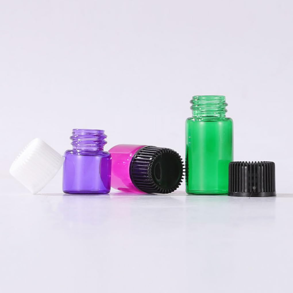200 Piezas Rosa fuerte 2ml Botellas Vacías de Aceite Esencial de Vidrio con Tapón Gotero Negro Frascos de Vidrio de Muestra con Reductor de orificio para Cosmético, Aromaterapia, Viajes