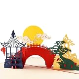 iGifts And Cards Mid-Autumn Moon Festival 3D Pop-Up Card - Asian Art 6"x8"
