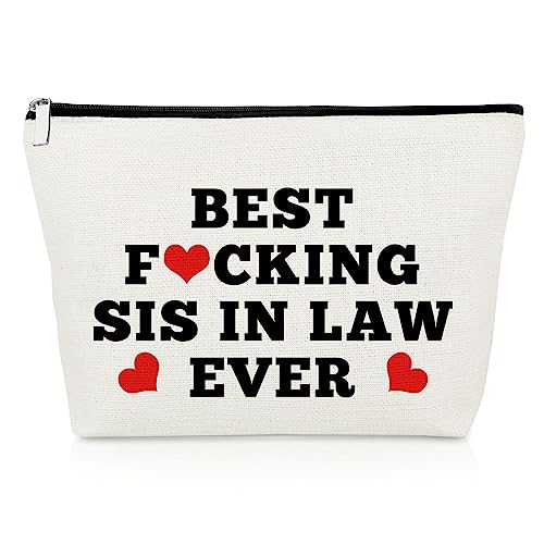 Funny Sister in Law Gifts from Sister in Law Makeup Bag Bonus Sister Novelty Appreciation Gifts for Unbiological Sister Cosmetic Bag Sister in Law Friends Gifts Christmas Birthday Gift Cosmetic Pouch