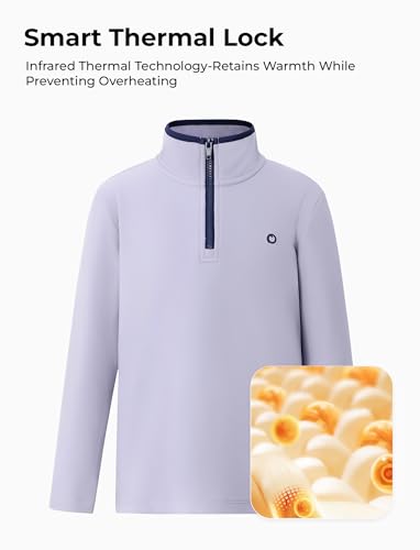 PATPAT Kids Heat-Retaining Sweatshirt, Cloud-Soft Smart-Thermal Quarter-Zip Sweater, Mock Neck Pullover with Thumb-hole Cuffs3