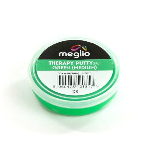 meglio Hand Therapie Knete für Handübungen zur Rehabilitation & Wiederherstellung der Handfunktion - Handtraining zur Kraftsteigerung & Stressabbau - Grün (Mittel)