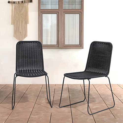Cobana Patio Dining Chairs, Set Of 2 Outdoor All Weather Metal Chairs For Garden, Porch, Backyard, Black #TOP1
