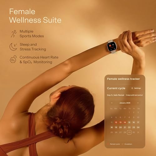 Image of boAt Chrome Ivory Smart Watch for Women, co-Designed with GIVA, 1.7 inch AMOLED Display, 1000 nits Brightness, Premium Metallic Build, Female Wellness Tracker smartwatch for Women (Rose Gold)