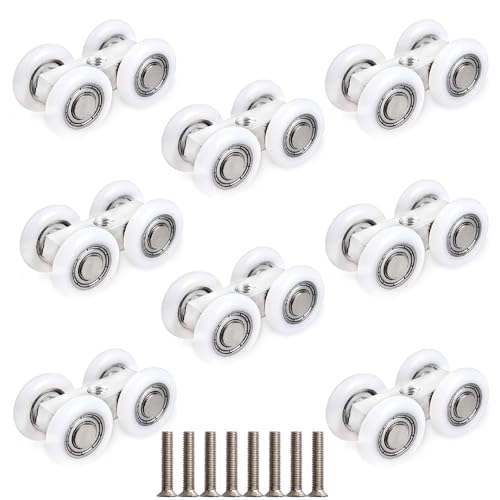 Gativs Rollen für Schiebetüren 8 Stück Schiebetor Rollen Laufschienen für Schiebetüren Schiebetürrolle Duschrollen Duschtürrollen Laufrollen Duschkabine Schiebetür Rollen Rollen für Deine Schiebetür