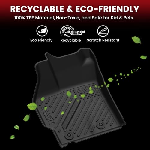 Image of LASFIT Floor Mats for Toyota Prius 2010-2011, All Weather TPE Custom Fit Easy Clean Durable No-Curling Floor Liners for Prius 2010 2011 Front & Rear 2 Row Car Mats, Black