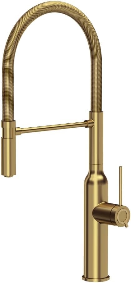 QUADRON MARILYN Q Line SteelQ, Robinet de cuisine Mitigeur 360°, Acier inoxydable, Fonction QFix, Couleur: Or, Hauteur: 54,5 cm, Robinet pour cuisine, Tête: Céramique, finition Or-PVD