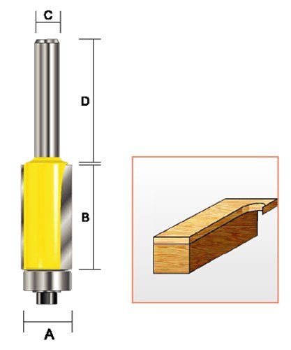 Kempston 151481 Flush Trim Bit, 1/2-Inch Shank, 3/4-Inch Cutting Diameter by 1-Inch Cutting Length