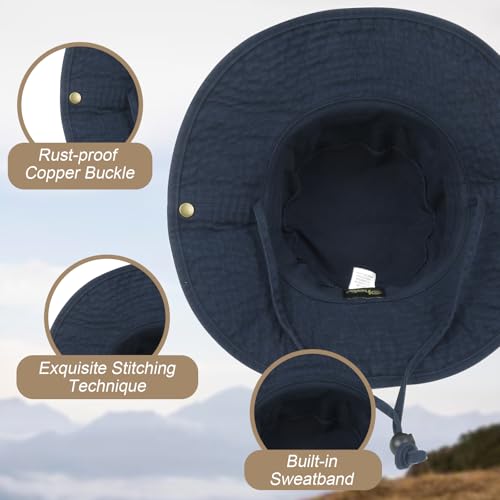 Image of Bucket Hat Wide Brim UV Protection Sun Hat Boonie Hats Fishing Hiking Safari Outdoor Hats for Men and Women