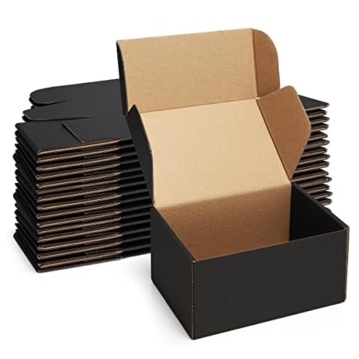 Poever Shipping Boxes 6x4x3 inches Black Small Mailing Boxes 25 Pack Cardboard Corrugated Box Mailers