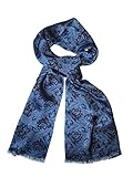 Posh Gear Donna Uomo sciarpa di seta Fioriseta, blu 100% Seta