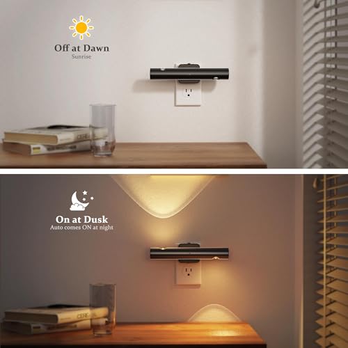 Image of JandCase LED Night Light with 180 Rotatable Plug, Modern Night Lights Plug into Wall, 0-100LM Dimmable Night Light with Dusk-to-Dawn Sensor, for Bathroom Hallway Bedroom Stairway, 1 Pack