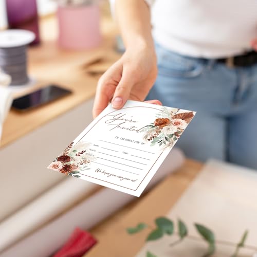 Tarjetas de invitación florales bohemias para decorar tu fiesta de Acción de Gracias 6