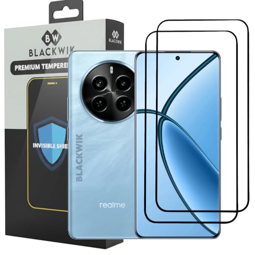 Image of Blackwik Tempered Glass for Realme 12 Plus /Realme P1 / Realme Narzo 70 / Realme Narzo 70 Pro /Narzo 70 Turbo with Edge-To-Edge Protector Coverage | Easy Installation Kit (Black) (Pack Of 2)