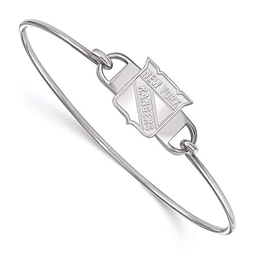 LogoArt Sterling Silver New York Rangers Small Ctr Wire Bangle
