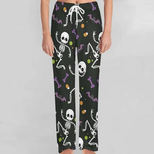 Halloween Dancing Skeletons Men Pajama Pants Print Drawstring Simple Lounge Pant4